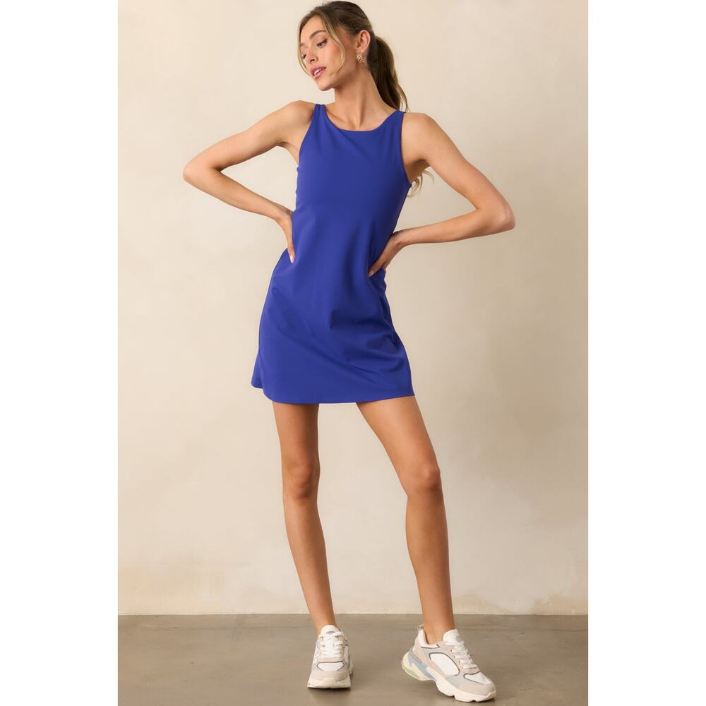 NWT SPANX Power Boost Exercise Dress Deep Azure Blue Size L Style 50992R